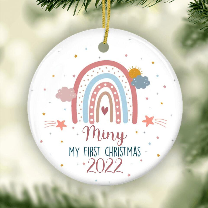 Personalized Baby's First Christmas Ornament, Baby's First Ornament, Pastel Rainbow Ornament, Baby Girl Gift, New Baby Gift, Christmas Gift
