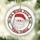Santa Christmas Ornament, We Wish You A Merry Christmas, Ceramic Santa Ornament, Holiday Ornament, Christmas Decor, Christmas Tree Decor