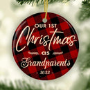 First Christmas As Grandparents Ornament, Grandparent 2022 Ornament, Grandparent Christmas Ornament, Red Plaid New Grandparents Ornament