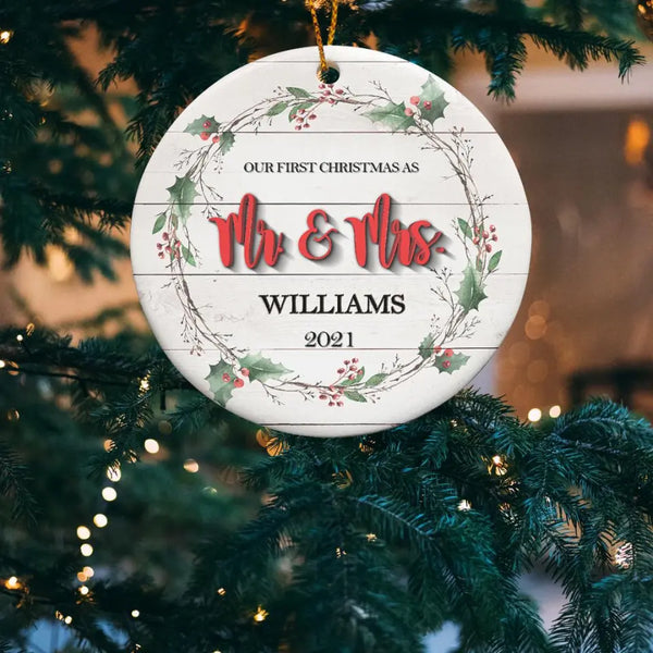 Our First Christmas as Mr and Mrs Ornament, Married Christmas Ornament, 2022 Just Married Ornament, Wedding Gift, First Christmas Decoration