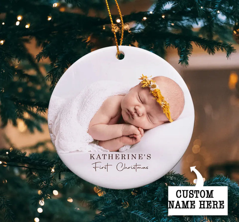 Baby's First Christmas Ornament, Personalized Baby Photo Ornament, Bab
