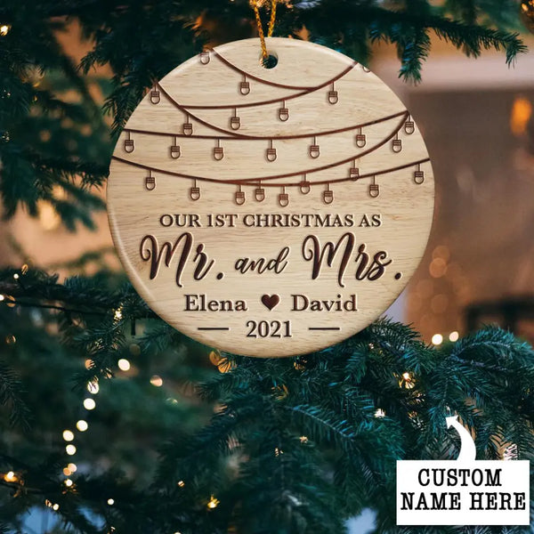 Our First Christmas as Mr and Mrs Ornament, Personalized Ornament, First Married Christmas Ornament, Wedding Gift Keepsake, Newlywed Gift