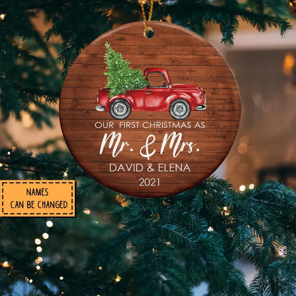 Our First Christmas as Mr and Mrs Ornament, Married Christmas Ornament, Christmas Truck Ornament, Custom Wedding Gift, Christmas Keepsake