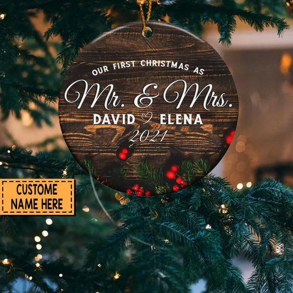Our First Christmas as Mr and Mrs Ornament, First Married Christmas Ornament, Wedding Gift Keepsake, Newlywed Gift, Personalized Ornament
