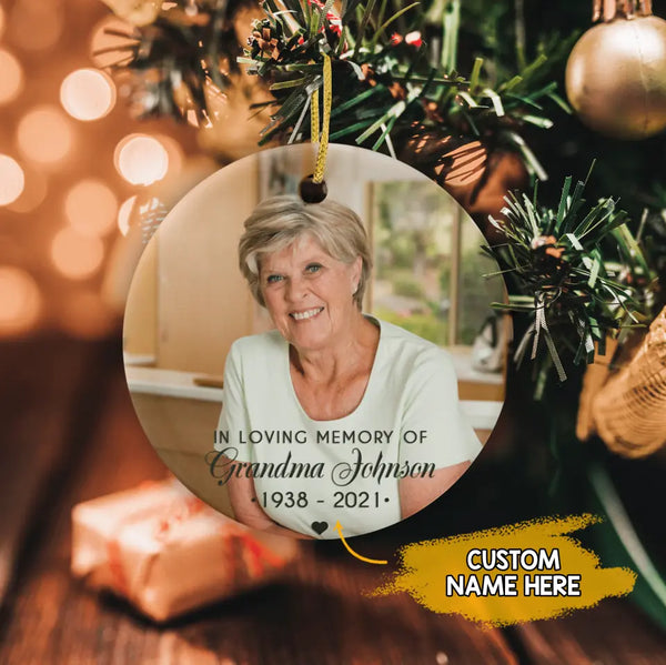 In Loving Memory Grandma Ornament, Personalized Photo Memorial Ornament, Christmas Memorial Ornament, Loss of Grandma, Remembrance Keepsake