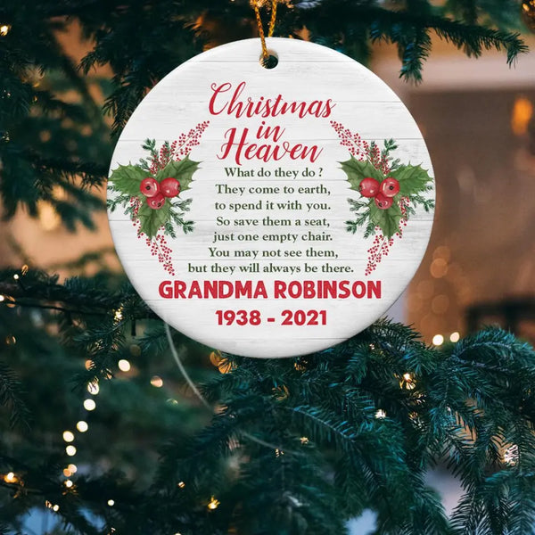 Christmas in Heaven Poem and Rocking Chair Ornament, Christmas Memorial Ornament, Personalized Ornament, Remembrance Keepsake, Sympathy Gift