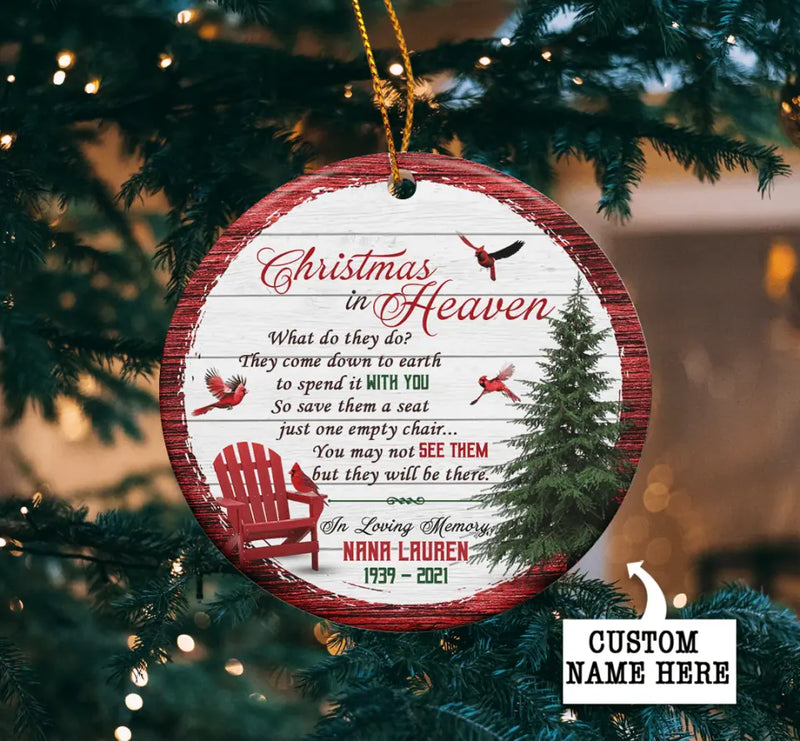 Christmas in Heaven Poem and Rocking Chair Ornament, Christmas Memoria