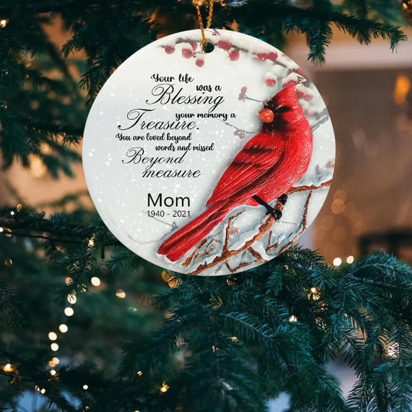 Cardinal Memorial Christmas Ornament, Your Life Was A Blessing, Person