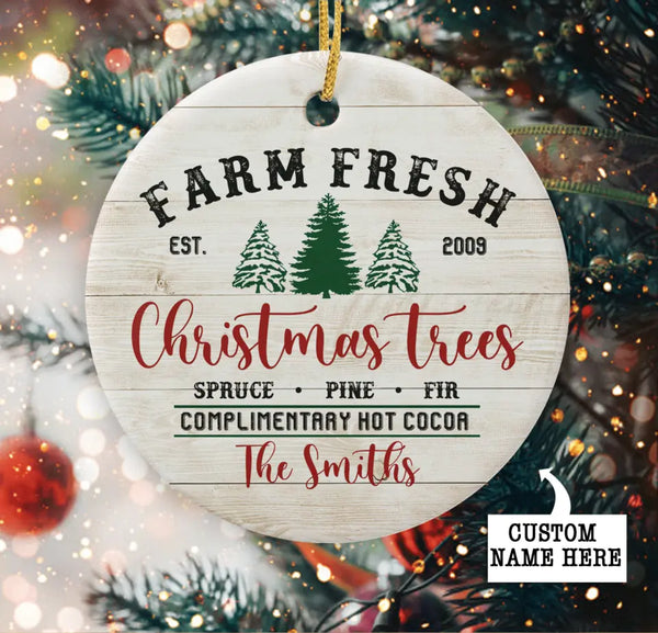 Personalized Family Christmas Ornament, Farm Fresh Christmas Trees Ornament, Custom Family Ornament, Farmhouse Christmas Decor, Family Gift
