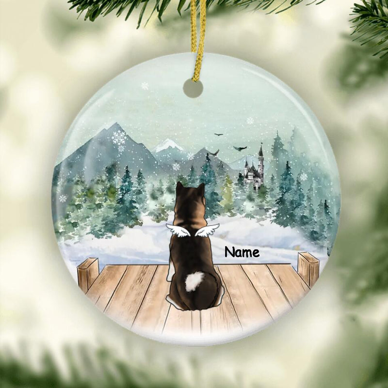 Personalized Dog Memorial Ornament With Angel Wings, Dog Sympathy Gift, Christmas Ornament, Remembrance Keepsake, Christmas Tree Decorations V1