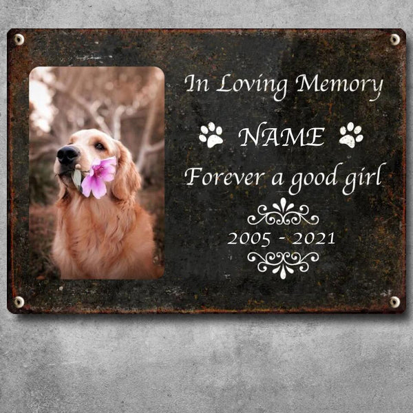 Pawzity In Loving Memory Metal Memorial Yard Sign, Pet Loss Gifts, Forever A Good Girl Pet Memorial Signs
