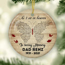 Butterfly Memorial Christmas Ornament, Custom Memorial Ornament, As I Sit In Heaven Ornament, Memorial Keepsake, Christmas Tree Decorations