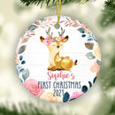 Personalized Baby Deer Ornament, Baby's First Christmas Ornament, Personalized Christmas Ornament, Baby 1st Christmas Bauble, New Baby Gift