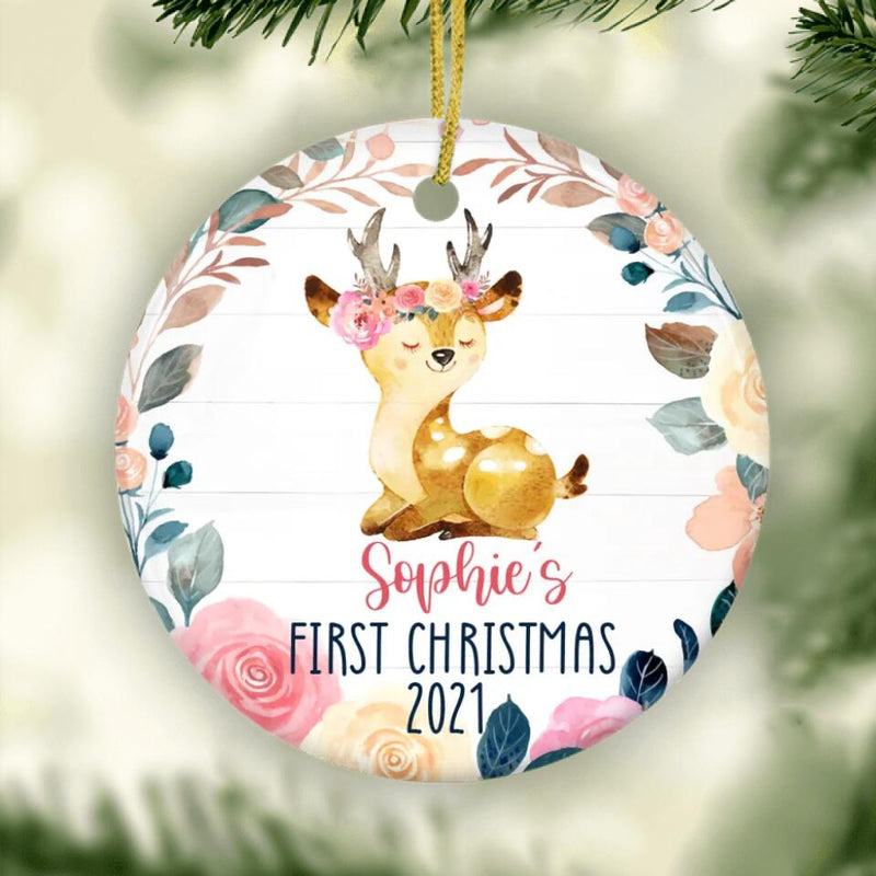 Personalized Baby Deer Ornament, Baby's First Christmas Ornament, Personalized Christmas Ornament, Baby 1st Christmas Bauble, New Baby Gift
