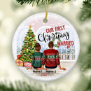 First Christmas Married Ornament, Personalized Christmas Ornament for Newlyweds, Custom Illustration, Just Married Ornament, Wedding Gift