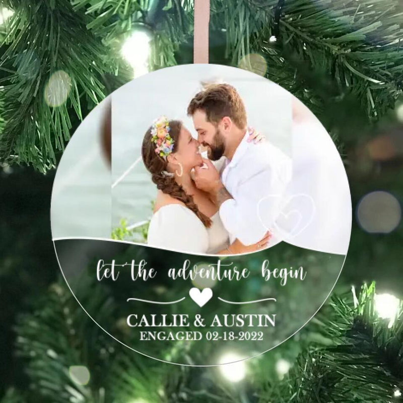 Personalized Engaged Ornament, Engaged Christmas Ornament, Engaged Acrylic Ornament, Custom Engagement Gift For Couple, Newly Engaged Gift