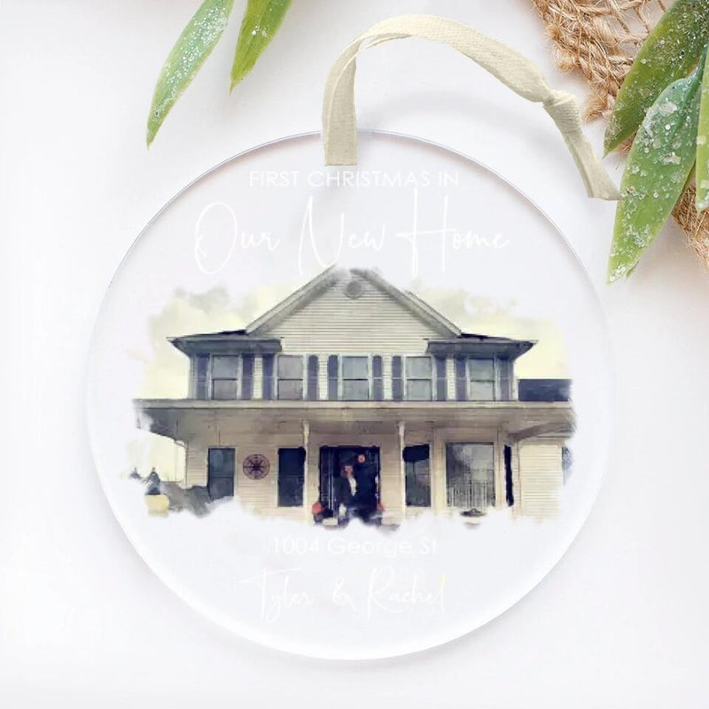Personalized New Home Photo Ornament, New Home Christmas Ornament, Custom Watercolor House Ornament, Housewarming Gift, Realtor Closing Gift