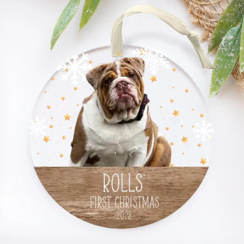 Personalized Dog Photo Ornament, Dog First Christmas Ornament, Puppy First Christmas, Custom Dog Ornament, Holiday Dog Gift, Dog Lovers Gift