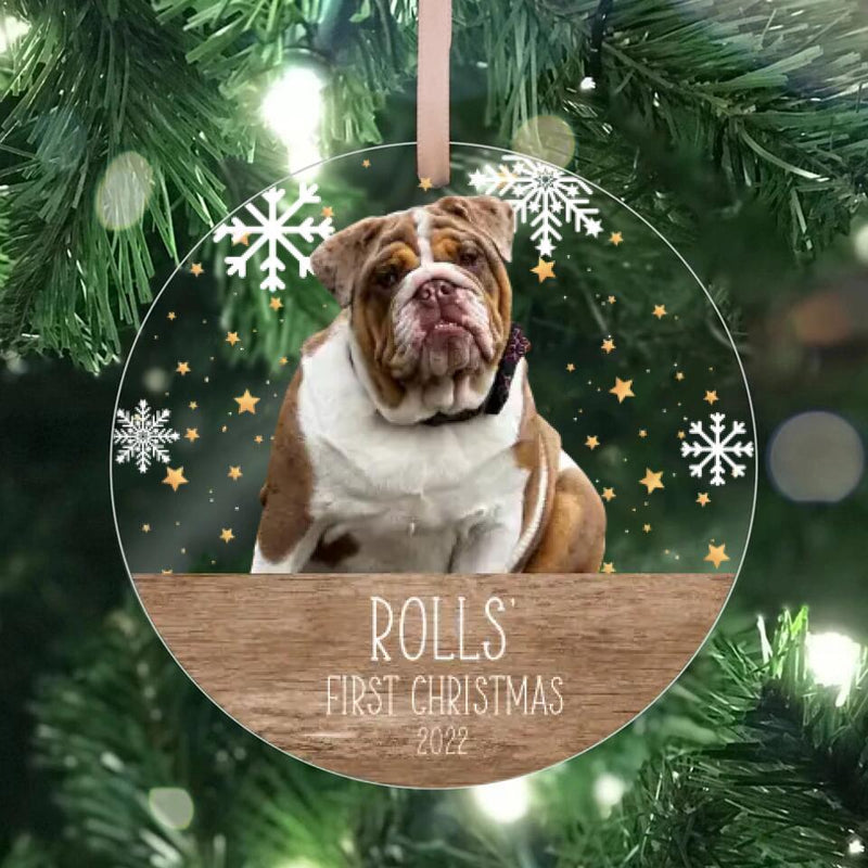 Personalized Dog Photo Ornament, Dog First Christmas Ornament, Puppy First Christmas, Custom Dog Ornament, Holiday Dog Gift, Dog Lovers Gift