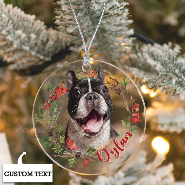 Personalized Pet Ornament, Custom Dog Christmas Ornament, Christmas Pet Photo Ornament, Holiday Gift for Dog Lovers, Pet Portrait Ornament