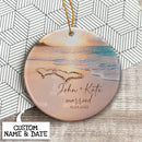 Custom Married Christmas Ornament, Sandy Beach Married Ornament, Personalized Wedding Gift for Couple, Bride and Groom Gift, Newlywed Gift