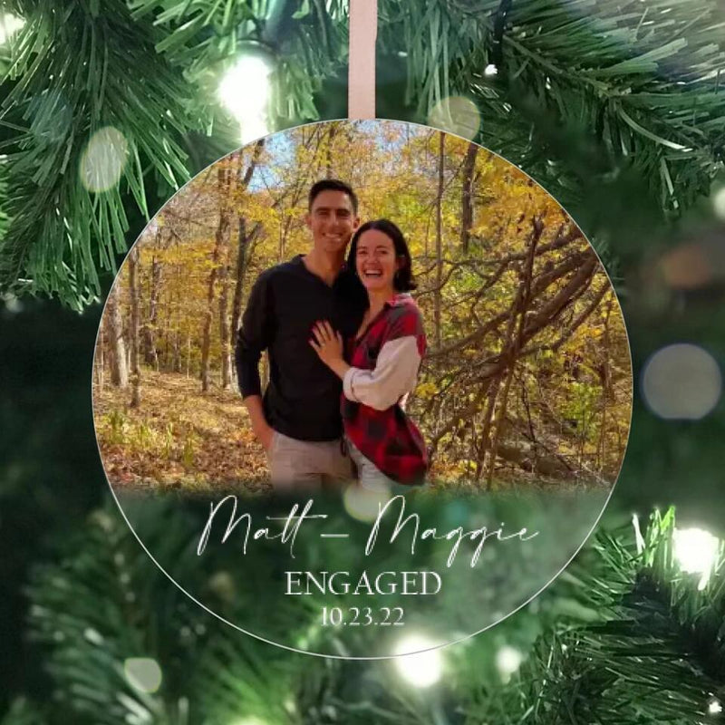Engaged Christmas Ornament, First Christmas Engaged Ornament, Engagement Ornament, Personalized Engagement Gift For Couple, Photo Ornament
