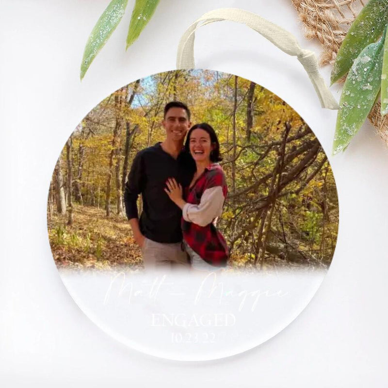 Engaged Christmas Ornament, First Christmas Engaged Ornament, Engagement Ornament, Personalized Engagement Gift For Couple, Photo Ornament