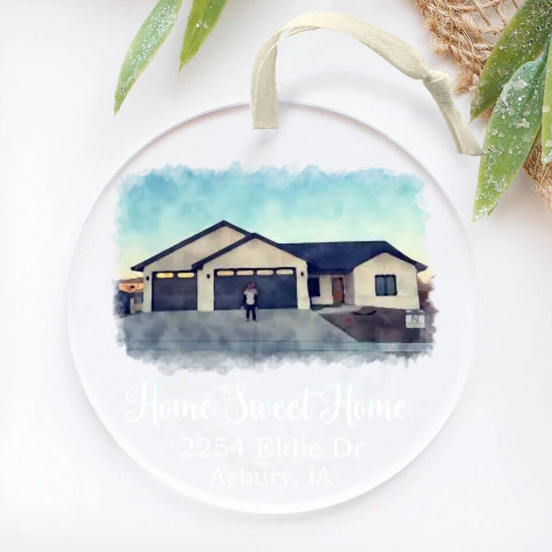 Personalized New Home Ornament, New Home Christmas Ornament, Custom Watercolor New House Ornament, Our First Home Ornament, Photo Ornament