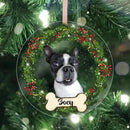 Custom Dog Christmas Ornament, Personalized Pet Ornament, Custom Pet Memorial Ornament, Dog Cat Photo Ornament, Wreath Pet Portrait Ornament