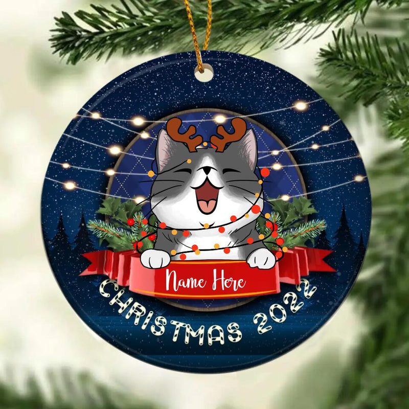 Christmas 2022 - Starry Night Sky - Personalized Cat Christmas Ornament