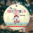 Personalised Merry Xmas 2022 Pale Yellow Circle Ceramic Ornament - Personalized Dog Lovers Decorative Christmas Ornament