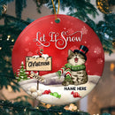 Let It Snow Christmas 2022 Gentle Cat Circle Ceramic Ornament - Personalized Cat Lovers Decorative Christmas Ornament