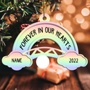 Forever In Our Hearts Rainbow Bridge Shaped Wooden Ornament - Personalized Angel Dog & Cat Decorative Christmas Ornament