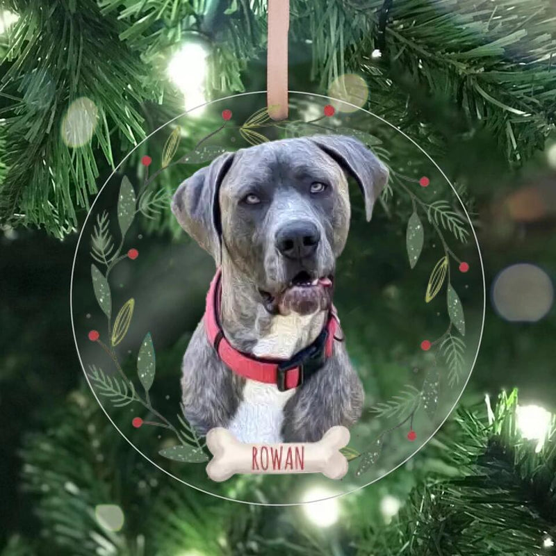 Personalized Dog Ornament, Custom Pet Christmas Ornament, Christmas Pet Photo Ornament, Holiday Gift for Dog Lovers, Pet Portrait Ornament