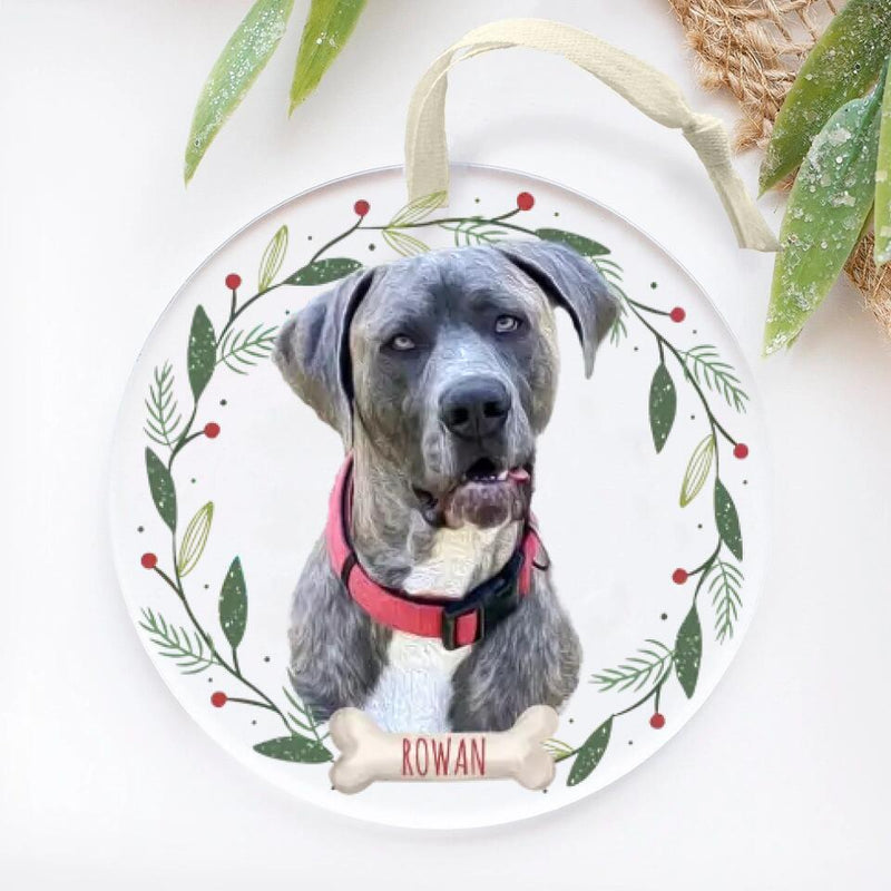 Personalized Dog Ornament, Custom Pet Christmas Ornament, Christmas Pet Photo Ornament, Holiday Gift for Dog Lovers, Pet Portrait Ornament