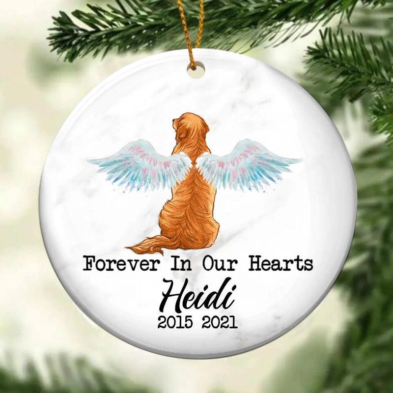 Personalized Dog Memorial Ornament With Angel Wings, Dog Lovers Memorial Gift, Christmas Ornament, Remembrance Ornament, In Memory of Dog
