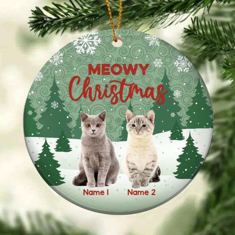 Personalized Cat Ornament, Custom Cat Christmas Ornament, Meowy Christmas Cat Photo Ornament, Cat Portrait Ornament, Cat Holiday Gift