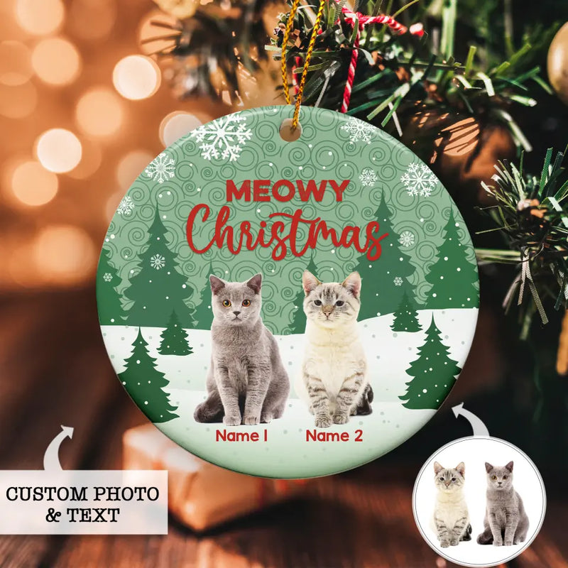 Personalized Cat Ornament Custom Cat Christmas Ornament Meowy Christ