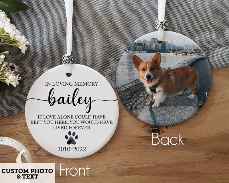 Personalized Pet Memorial Ornament with Photo Dog Memorial Christmas Ornament Dog Loss Gift Pet Memorial Gift Dog Remembrance Keepsake