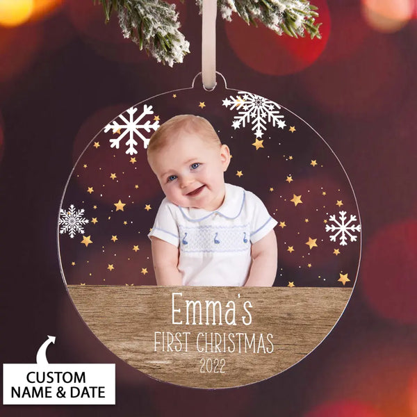 Baby's First Christmas Ornament, Personalized New Baby Ornament 2022, Baby Photo Christmas Ornament, First Christmas Bauble, Baby Keepsake