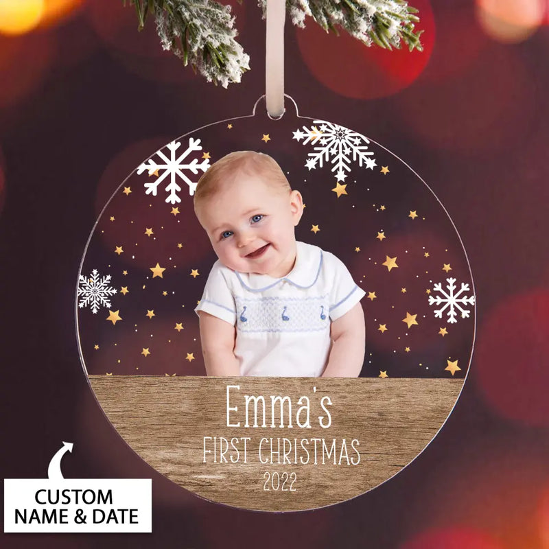Baby's First Christmas Ornament, Personalized New Baby Ornament 2022, Baby Photo Christmas Ornament, First Christmas Bauble, Baby Keepsake