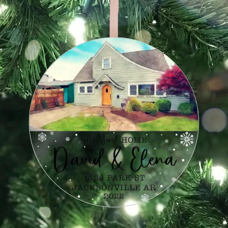 Our First Home Christmas Ornament, Personalized New Home Photo Ornament, New Home Christmas Ornament, Custom House Address Ornament v2