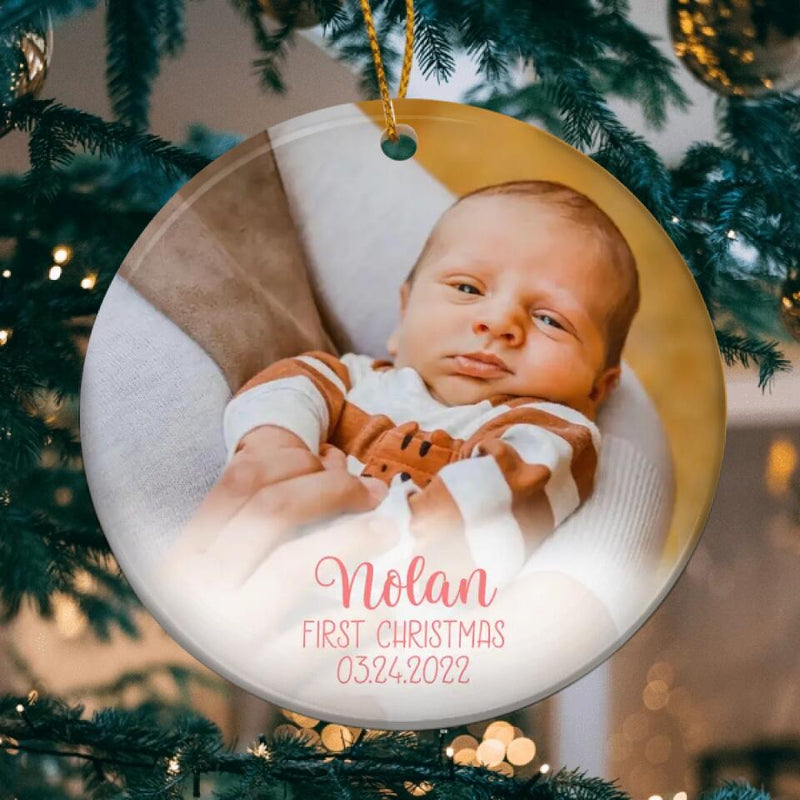 Baby First Christmas Ornament, Personalized Baby Ornament, Photo Ornament, Baby Keepsake Ornament, First Christmas Gift, New Baby Gift