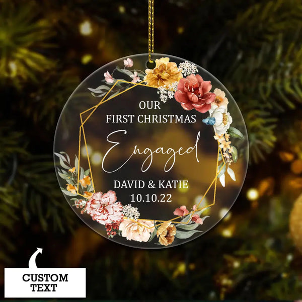 Personalized First Christmas Engaged Ornament, Engaged Christmas Ornament, Our First Christmas, Engagement Gift, Newly Engaged Couple Gift