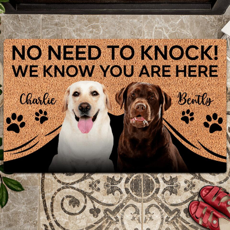 Pawzity No Need To Knock Personalized Doormat, Gifts For Dog Lovers, Custom Dog Portrait Front Door Mat