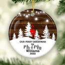 2021 Our First Christmas as Mr and Mrs Ornament, Personalized Christmas Ornament for Newlyweds, Couple Birds Married Ornament, Wedding Gift