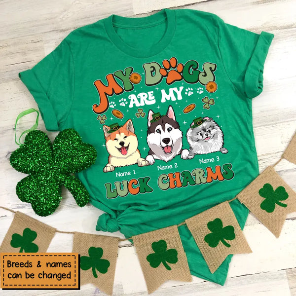 My Dog Is My Luck Charm, St Patrick's Day Dog Mom T-Shirt, Personalized Dog Shirt, Dog St Patricks Day Shirt, Dog Lovers Shirt, Dog Mom Gift