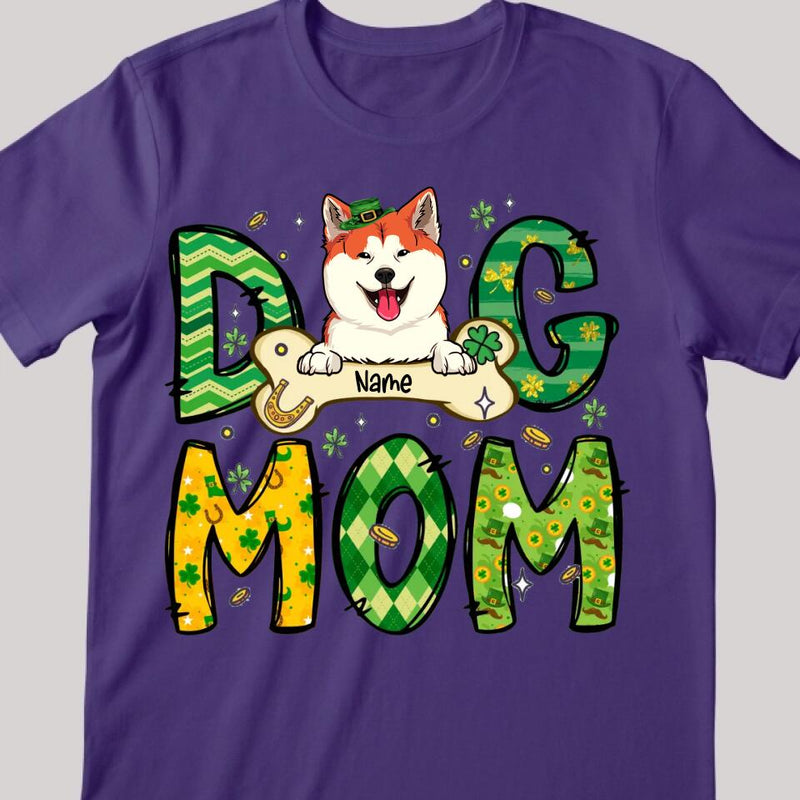 St Patrick's Day Dog Mom T-Shirt, Personalized Dog Shirt, Dog St Patricks Day Shirt, Custom Dog Mom Shirt, Dog Lovers Shirt, Dog Mom Gift