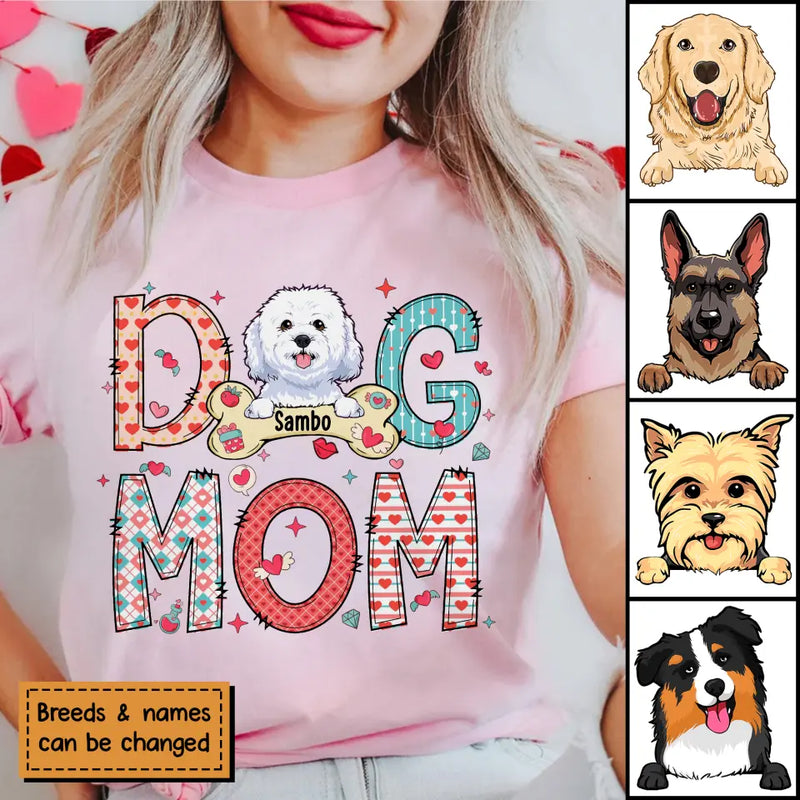 Valentine's Day Dog Mom T-Shirt, Personalized Dog Shirt, Dog Valentines Day Shirt, Custom Dog Mom Shirt, Dog Lovers Shirt, Dog Mom Gift