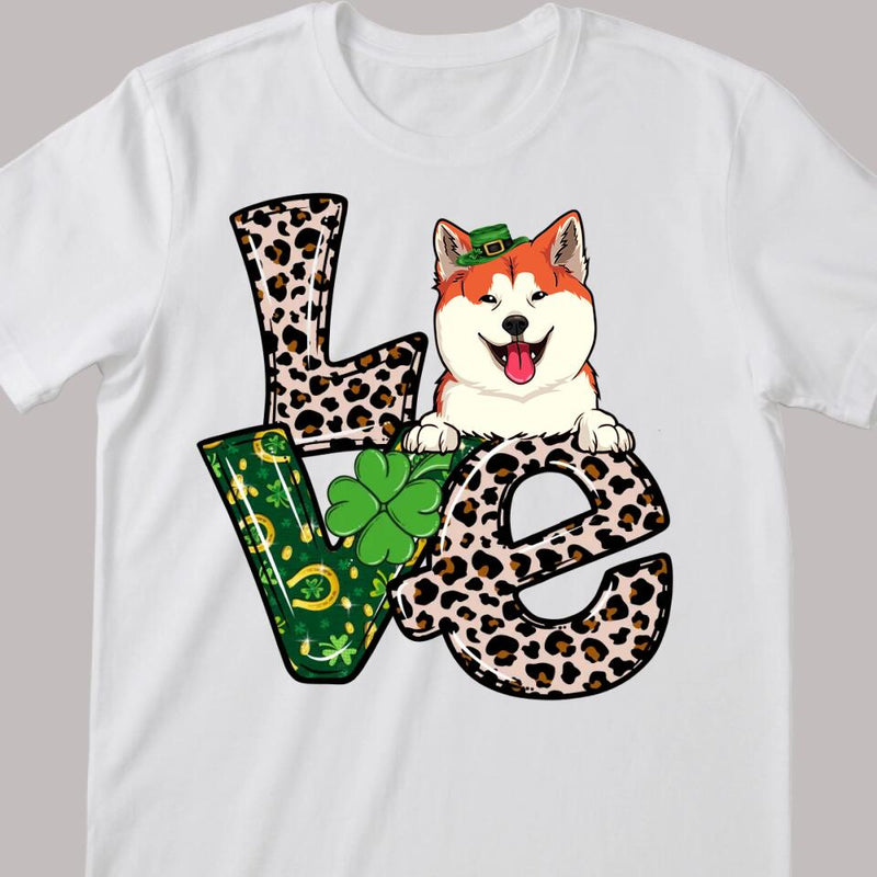 Custom Pet T-shirt, LOVE Pet Shirt, Leopard St Patrick's Day Shirt, Irish Pet Shirt, Personalized Dog Shirt, Custom Cat Shirt, Dog Mom Gift